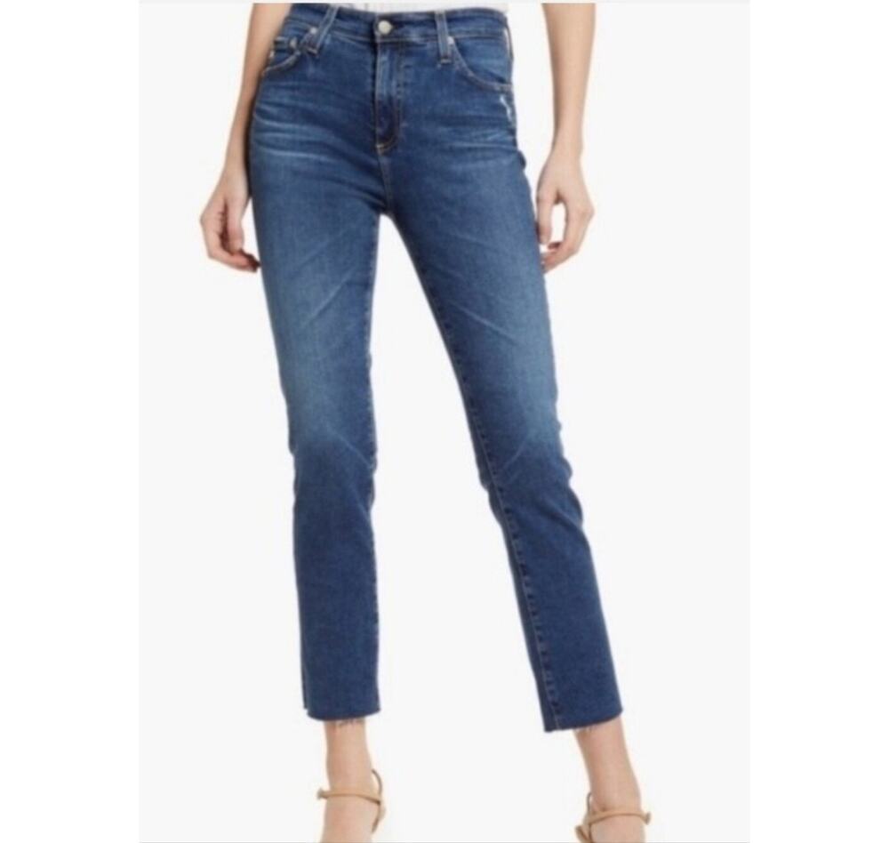 AG ED Denim The Prima Crop Jeans Cigarette Mid Rise Medium Wash Blue Size 26